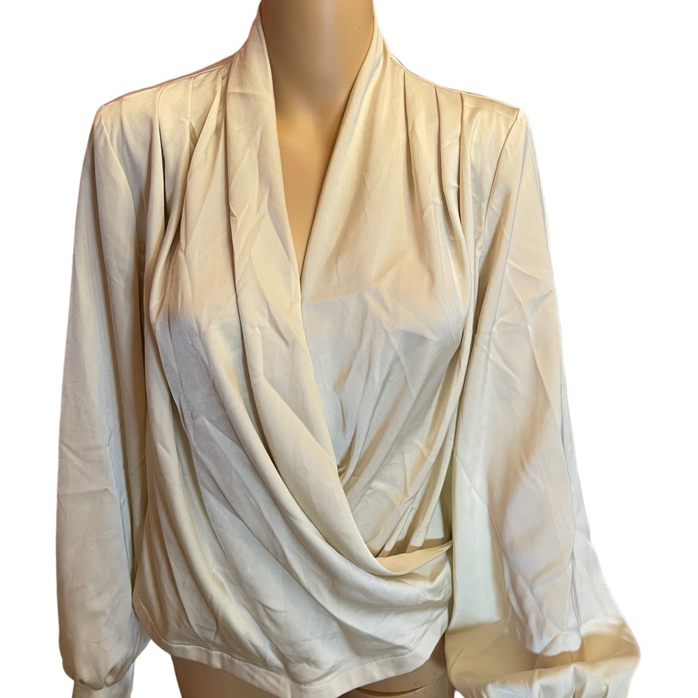 SHEIN Blouse - V-Neck Long Sleeve Crisscross Elegant Top - Picture 5 of 10